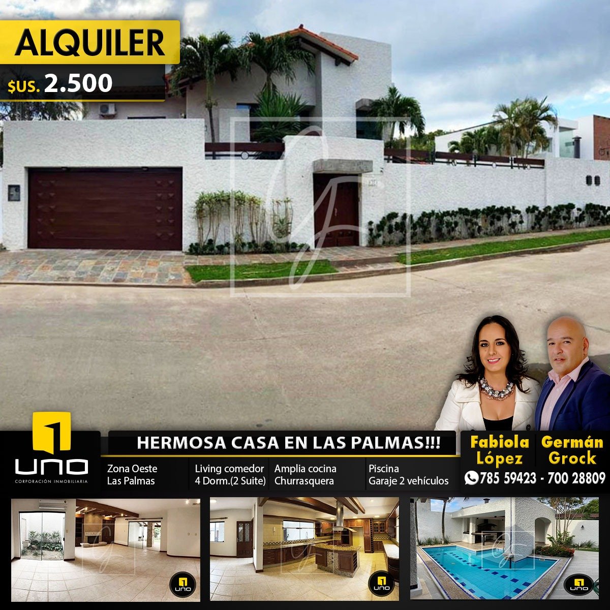 LUJOSA CASA CON PISCINA PROPIA Y 4 DORM EN ALQUILER,B.LAS PA