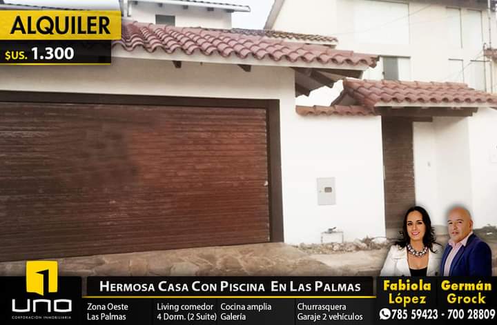 AMPLIA CASA CON PISCINA EN ALQUILER,BARRIO LAS PALMAS
