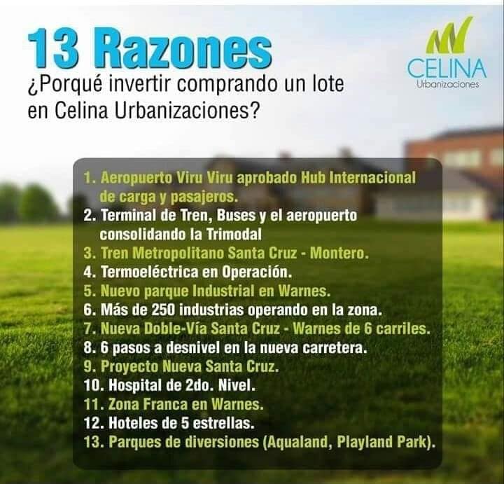 LOTE EN VENTA ZONA NORTE URBANIZACION CELINA 7