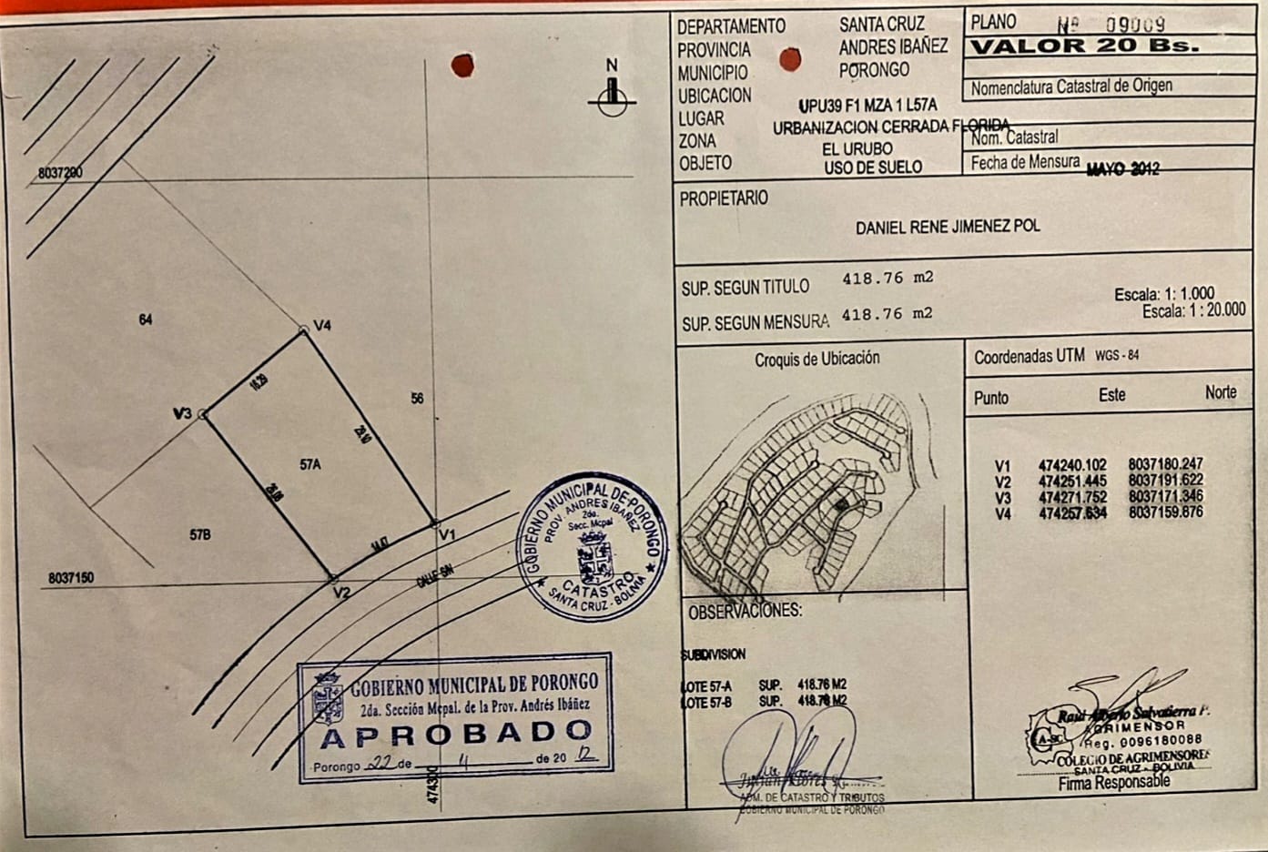 TERRENO EN VENTA (57B) ZONA URUBÓ