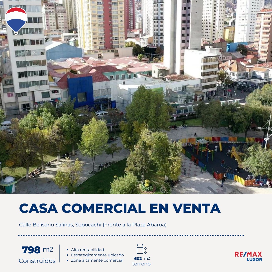 CASA COMERCIAL EN VENTA, PLAZA AVAROA SOPOCACHI 