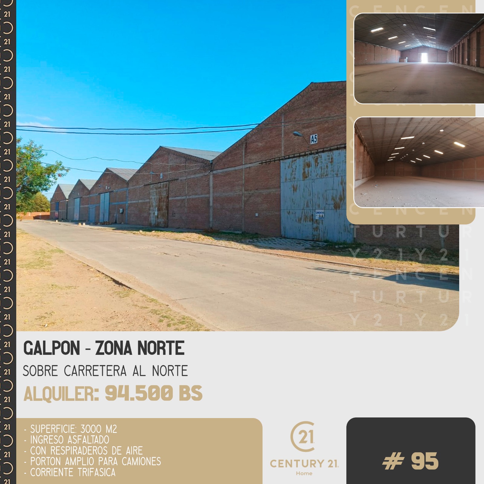 GALPON EN ALQUILER SOBRE CARRETERA AL NORTE - INMUEBLE NUMERO 95