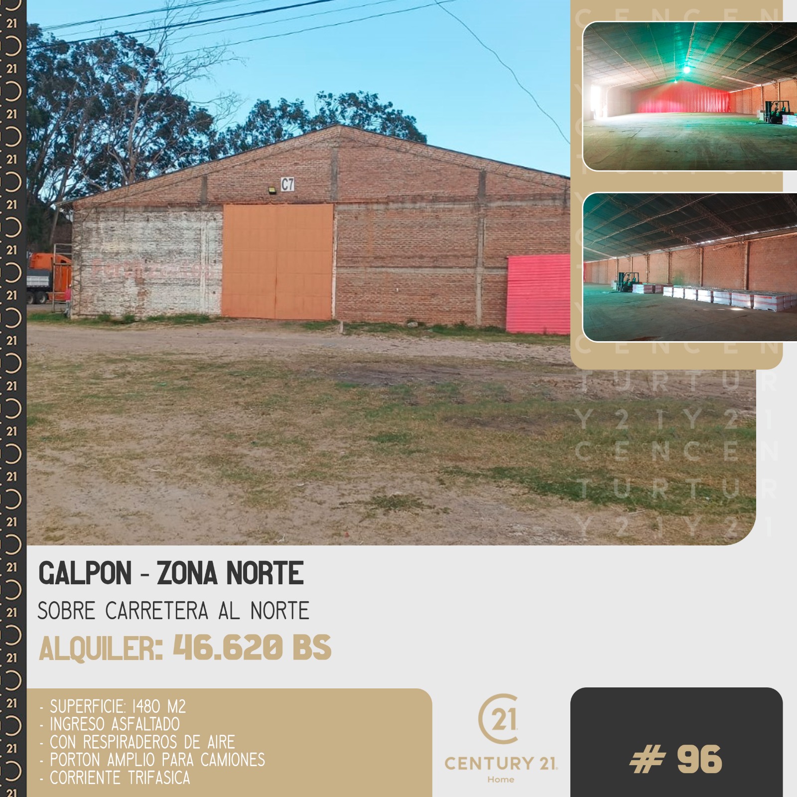 GALPON EN ALQUILER SOBRE CARRETERA AL NORTE - INMUEBLE NUMERO 96