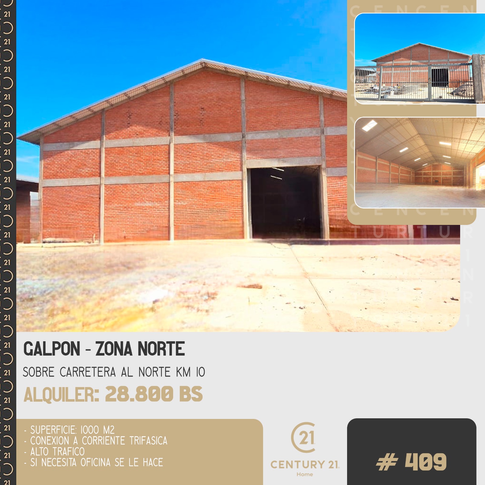 GALPON EN ALQUILER ZONA NORTE. - INMUEBLE NUMERO 408